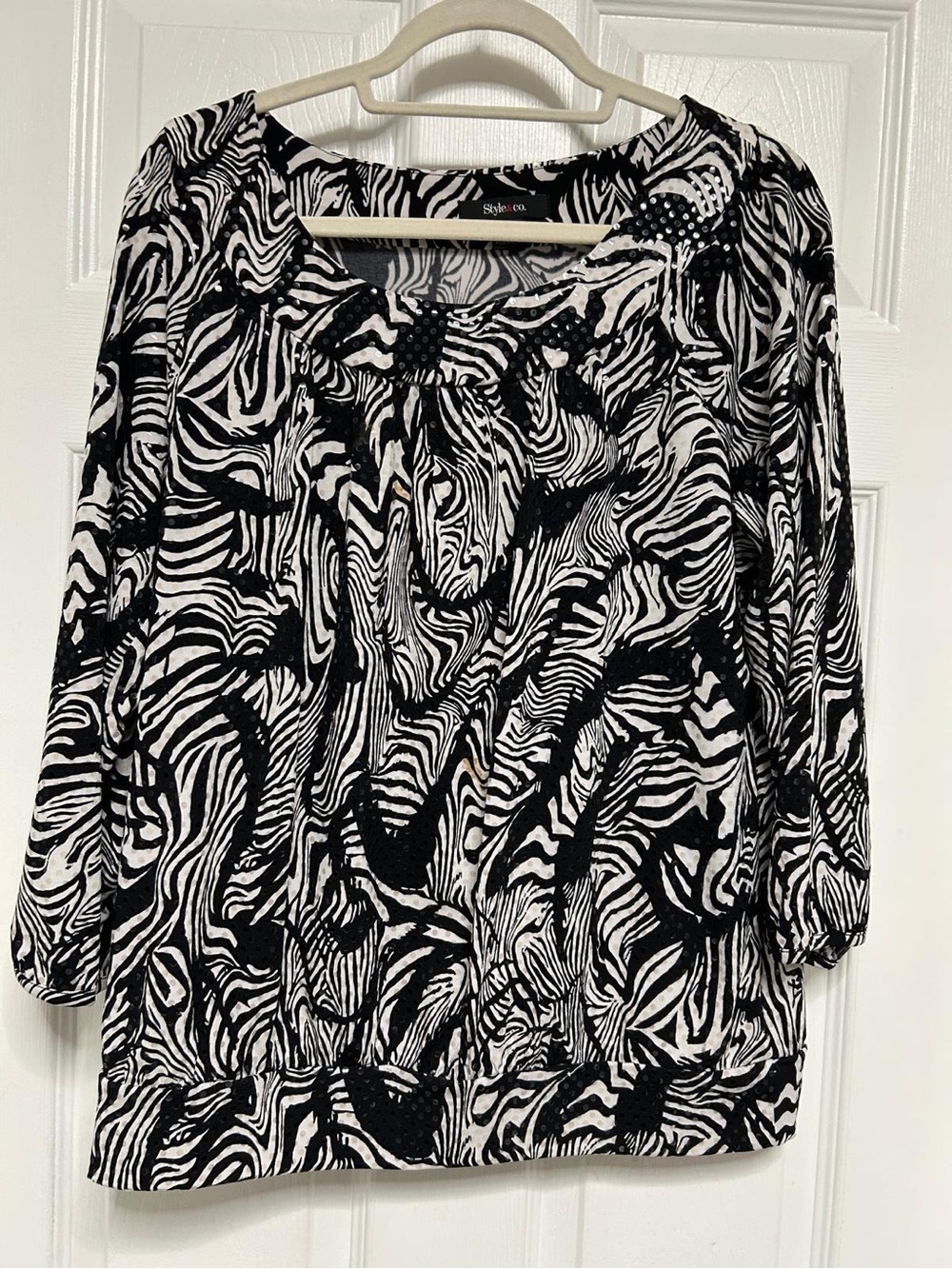 Style & Co. Black and White Zebra-Print Tunic Top